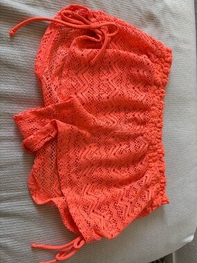 Women’s Coral Lace Overlay Drawstring  Shorts